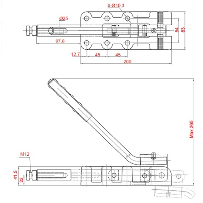 Vendita online Bloccaggio a spinta spintore 75 mm. 2550 Kg.